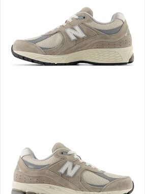 New Balance Taupe and Cream of Suede Mesh Sneakers